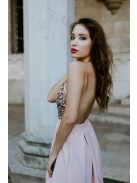 Csillámos hátul teljesen nyitott maxi ruha