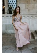 Csillámos hátul teljesen nyitott maxi ruha