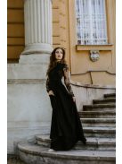 Fekete csipkés hátul nyitott maxi ruha