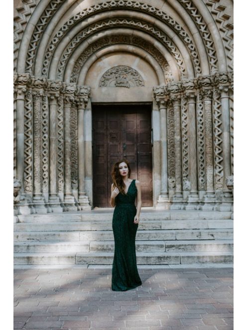 Zöld sellő fazonú csipke ruha