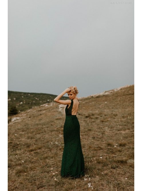 Zöld sellő fazonú csipke ruha