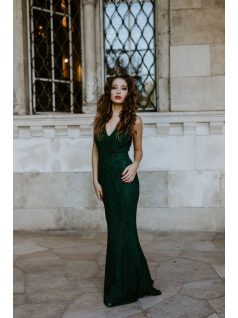 Zöld sellő fazonú csipke ruha