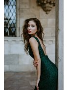 Zöld sellő fazonú csipke ruha