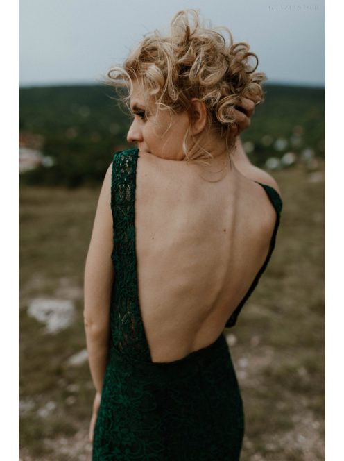 Zöld sellő fazonú csipke ruha