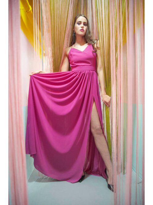 Hátnélküli maxi ruha minden alkalomra, ciklámen színben.