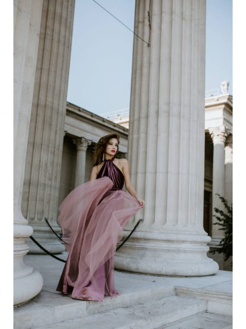 Mályva maxi ruha fel-le csatolható tüllel