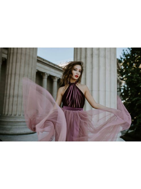 Mályva maxi ruha fel-le csatolható tüllel