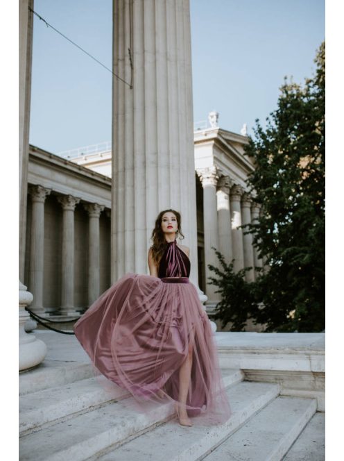 Mályva maxi ruha fel-le csatolható tüllel