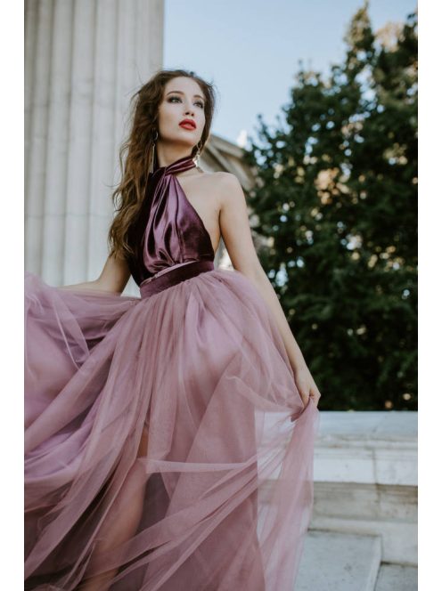 Mályva maxi ruha fel-le csatolható tüllel