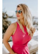 Egyszerű, letisztult magenta mini ruha, némi rafinériával.