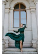 Elegáns, muszlin maxi szoknya sötétzöld színben. Csinos és nőies.