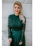 Elegáns, csipke crop top sötétzöld színben. Különleges darab.