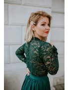 Elegáns, csipke crop top sötétzöld színben. Különleges darab.