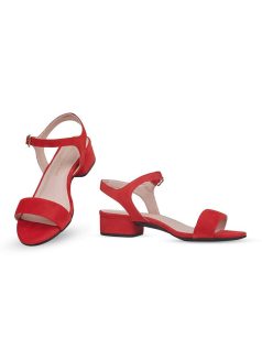 Kényelmes és csinos piros velúr cipő, cserélhető sarkakkal. 