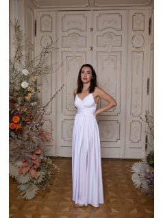 V- kivágású maxi ruha - fehér 