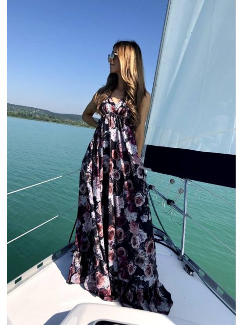 Rózsás pántos maxi ruha