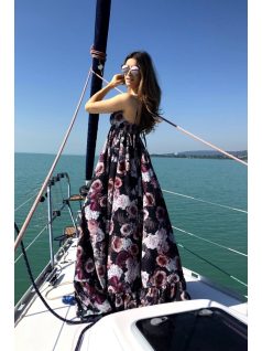 Rózsás pántos maxi ruha