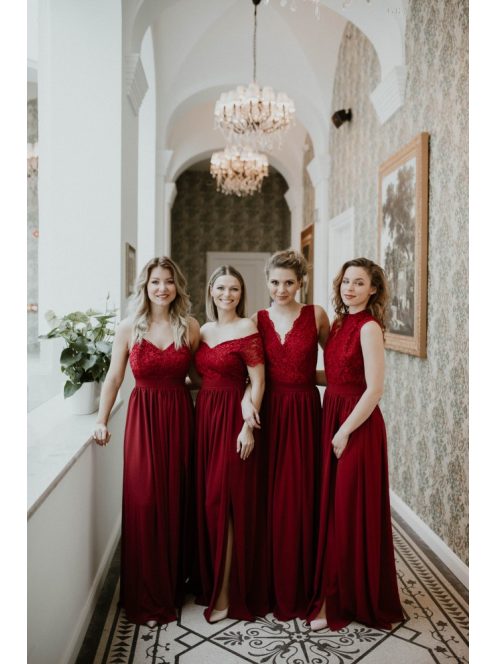 Elegáns bordó muszlin maxi szoknya ünnepélyes szettekhez.