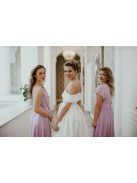 Szív kivágású fehér maxi ruha aszimmetrikus szoknyával 