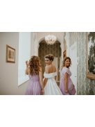 Szív kivágású fehér maxi ruha aszimmetrikus szoknyával