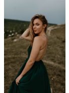 Hátnélküli maxi ruha minden alkalomra, sötétzöld színben.