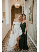 Hátnélküli maxi ruha minden alkalomra, sötétzöld színben.