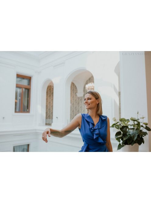 Átlapolós királykék muszlin ruha