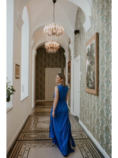 Átlapolós királykék muszlin ruha