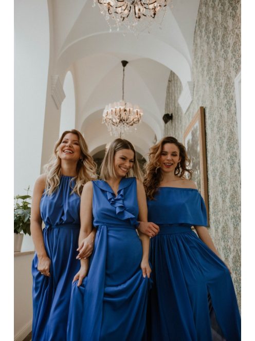 Átlapolós királykék muszlin ruha