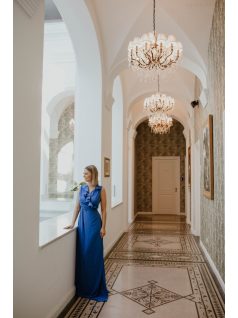 Átlapolós királykék muszlin ruha