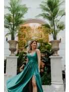 Zöld színű v kivágású ruha