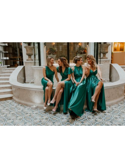 Átlapolós maxi ruha, ragyogó zöld színben minden alkalomra.