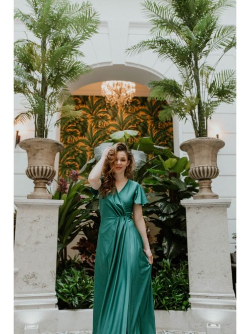 Átlapolós zöld maxi ruha