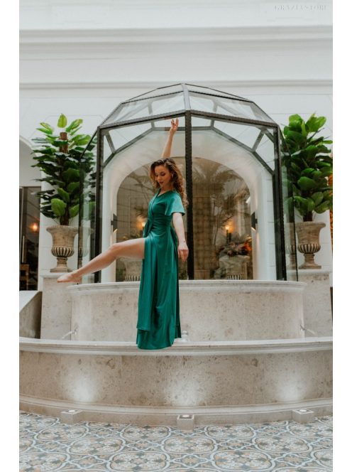 Átlapolós zöld maxi ruha