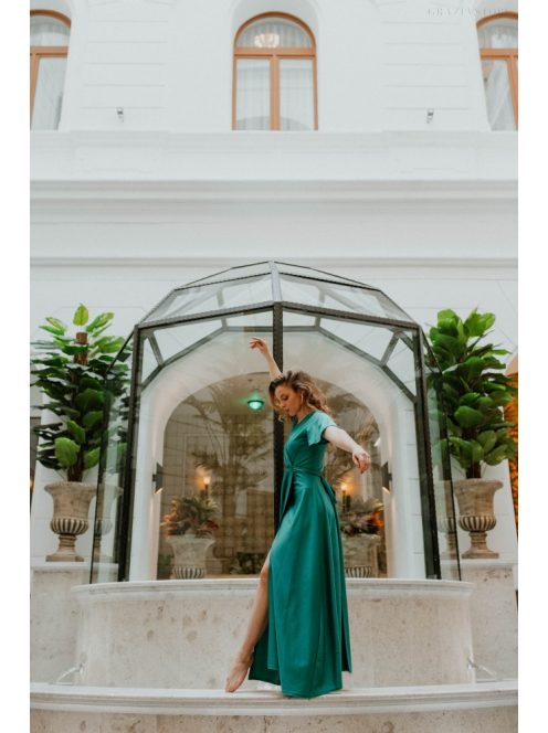 Átlapolós zöld maxi ruha