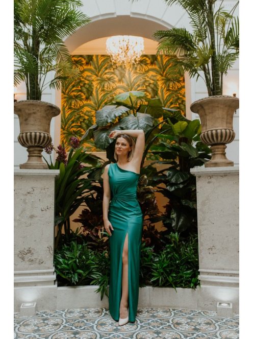 Csavart maxi ruha, méregzöld színben. Esküvőkre, bálokra.
