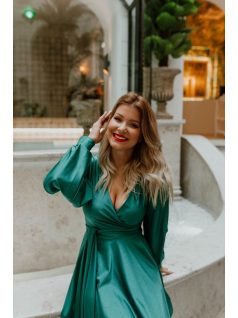 Rövid átlapolós zöld ruha