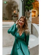 Rövid átlapolós zöld ruha