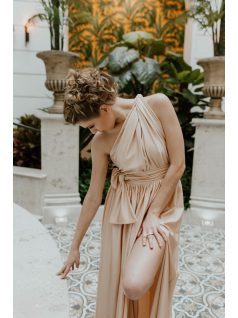 Pezsgő színű sokfélepékken köthető ruha