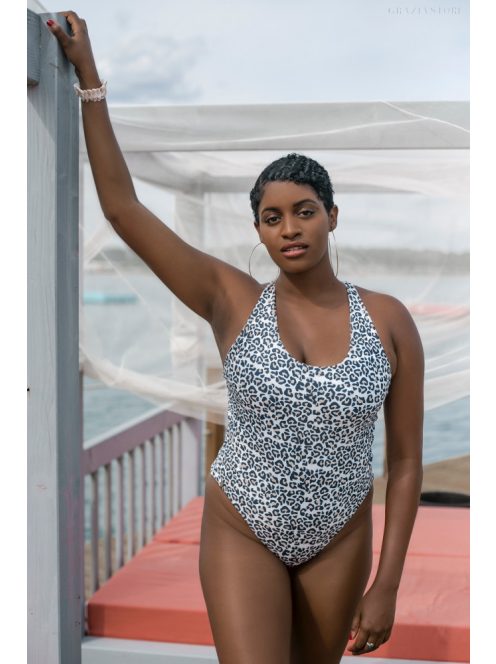 Alakformáló, magyar fürdőruha vagy body ocelot mintával.