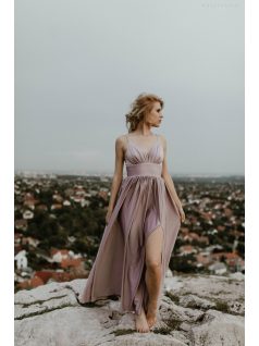 Halvány lila színű v kivágású ruha