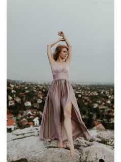 Halvány lila színű v kivágású ruha