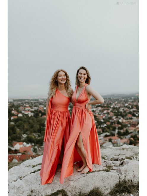 Korall színű sokfélepékken köthető ruha