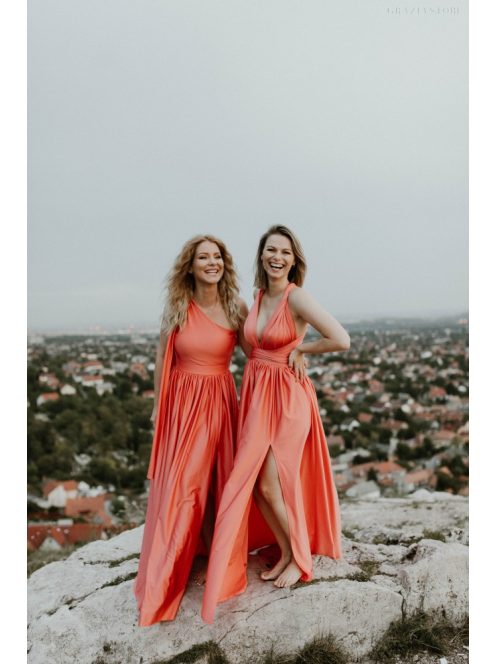 Korall színű sokfélepékken köthető ruha