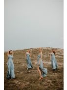 Szürkéskék színű v kivágású ruha