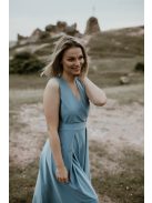 Szürkéskék maxi ruha átlapot mellrésszel. Különleges alkalmakra. 