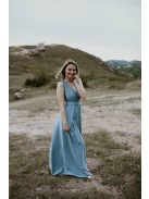 Szürkéskék maxi ruha átlapot mellrésszel. Különleges alkalmakra. 