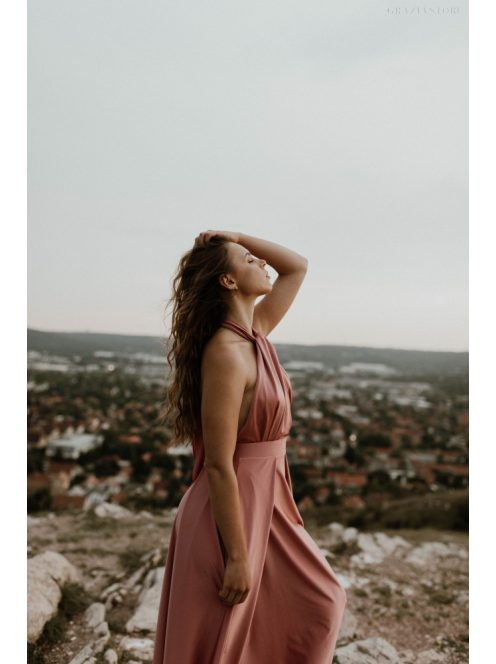 Elöl csavart mályva maxi ruha