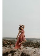 Elöl csavart mályva maxi ruha 