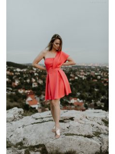 Különleges korall színű mini ruha 